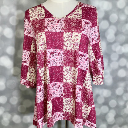 LuLaRoe LuLaRoe Eden Top - Vintage Rose Patchwork 