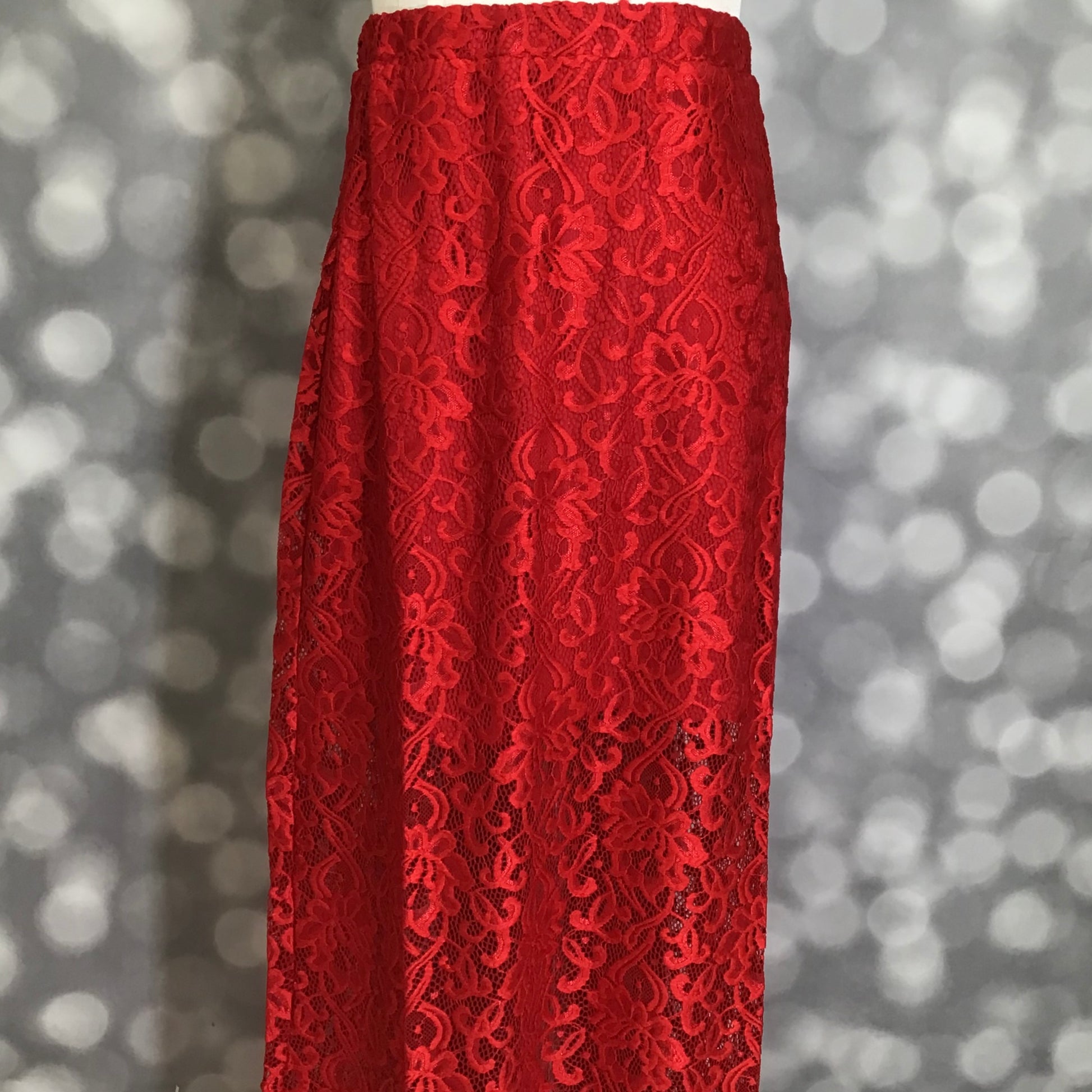 LuLaRoe LuLaRoe Tihane Lace Maxi Skirt - Solid Scarlet Lace Statement 
