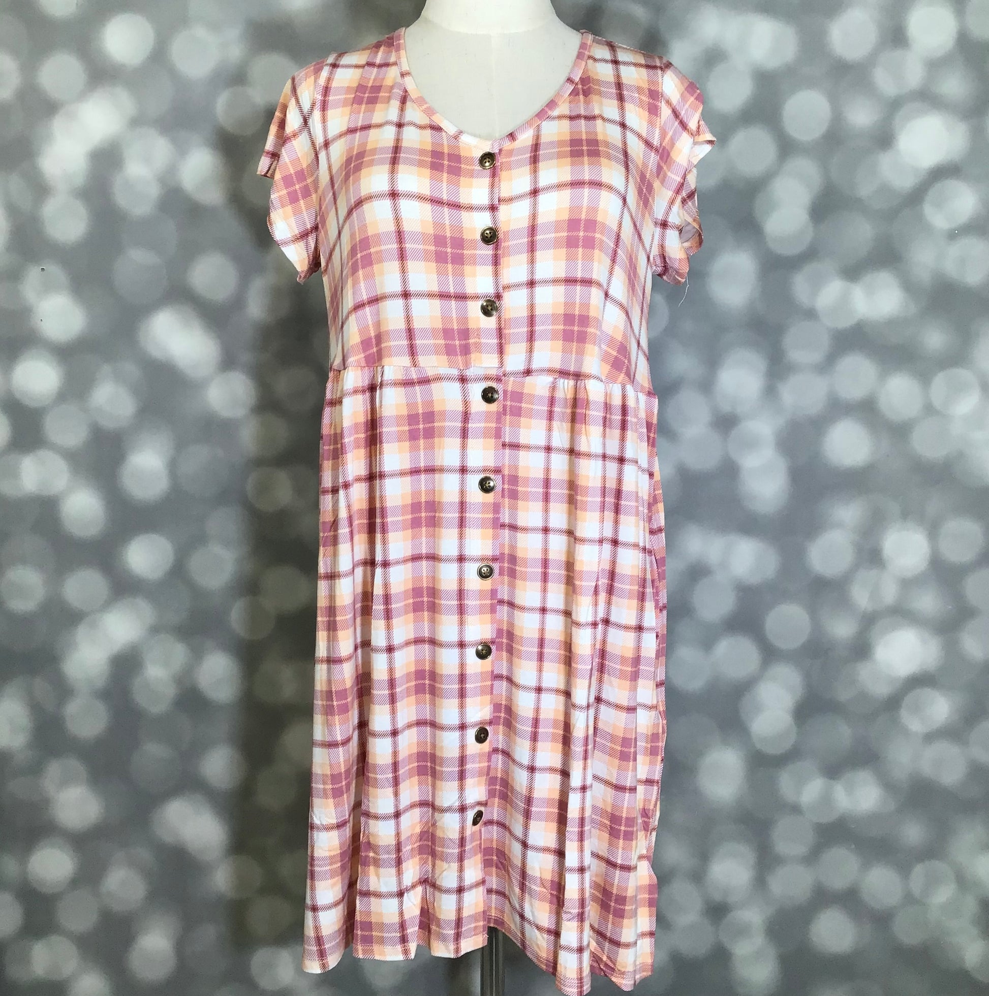 LuLaRoe LuLaRoe Heidi Dress - Blush Petal Plaid 