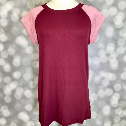 LuLaRoe Ashley Raglan T - Berry Blossom