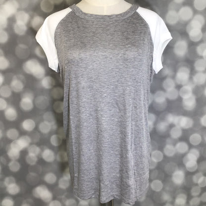 LuLaRoe Ashley Raglan T - Heather Gray & Ivory
