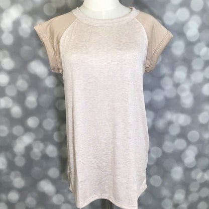 LuLaRoe Ashley Raglan T - Soft Taupe & Mushroom