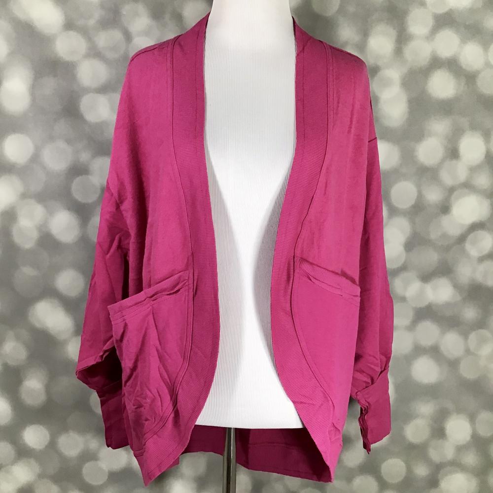 LuLaRoe Kennedy Raw Edge Mixed Media Cardigan - Solid Fuchsia Pink