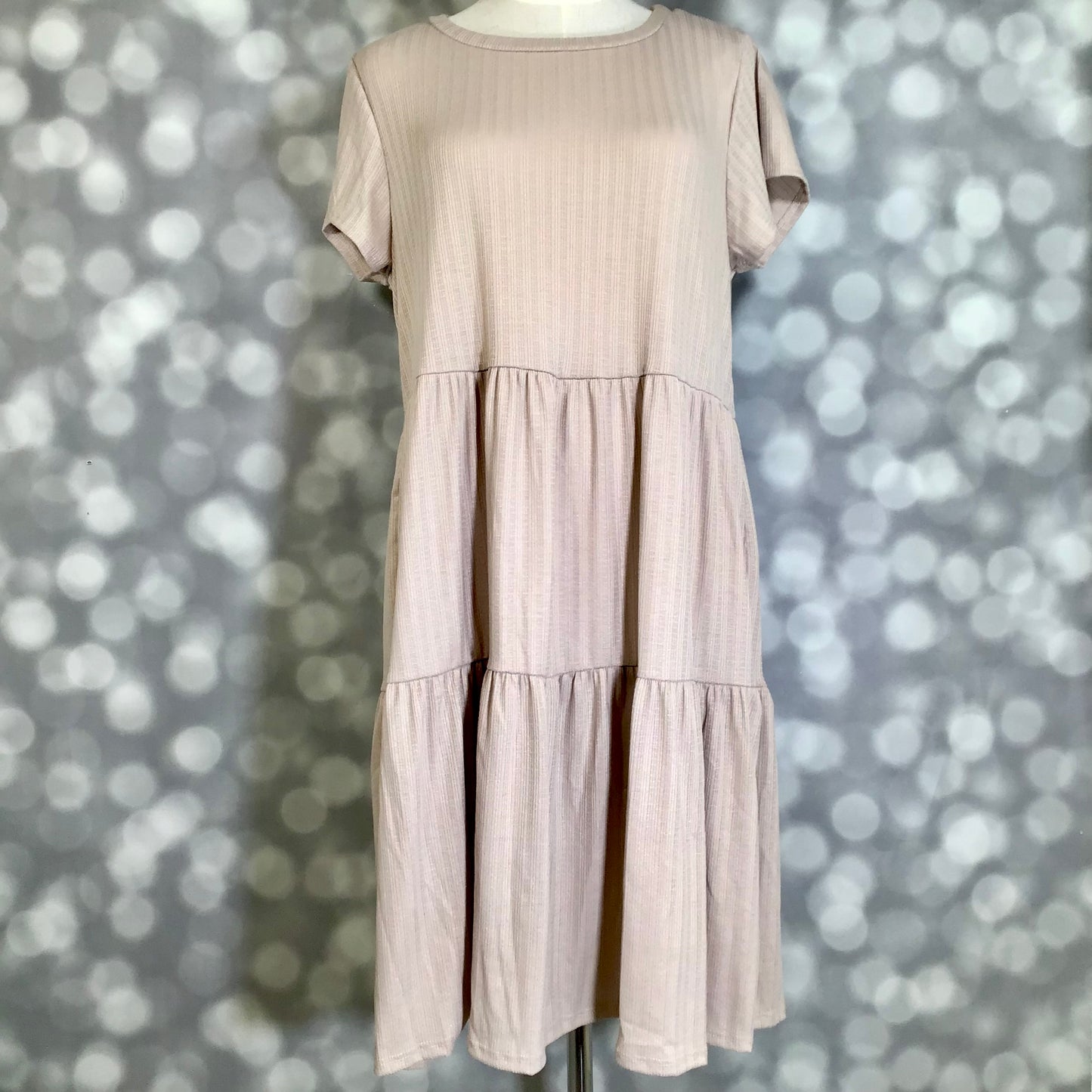 LuLaRoe Ariel Tiered Dress - Solid Sandstone Beige