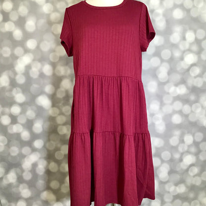 LuLaRoe Ariel Tiered Dress - Solid Raspberry Wine