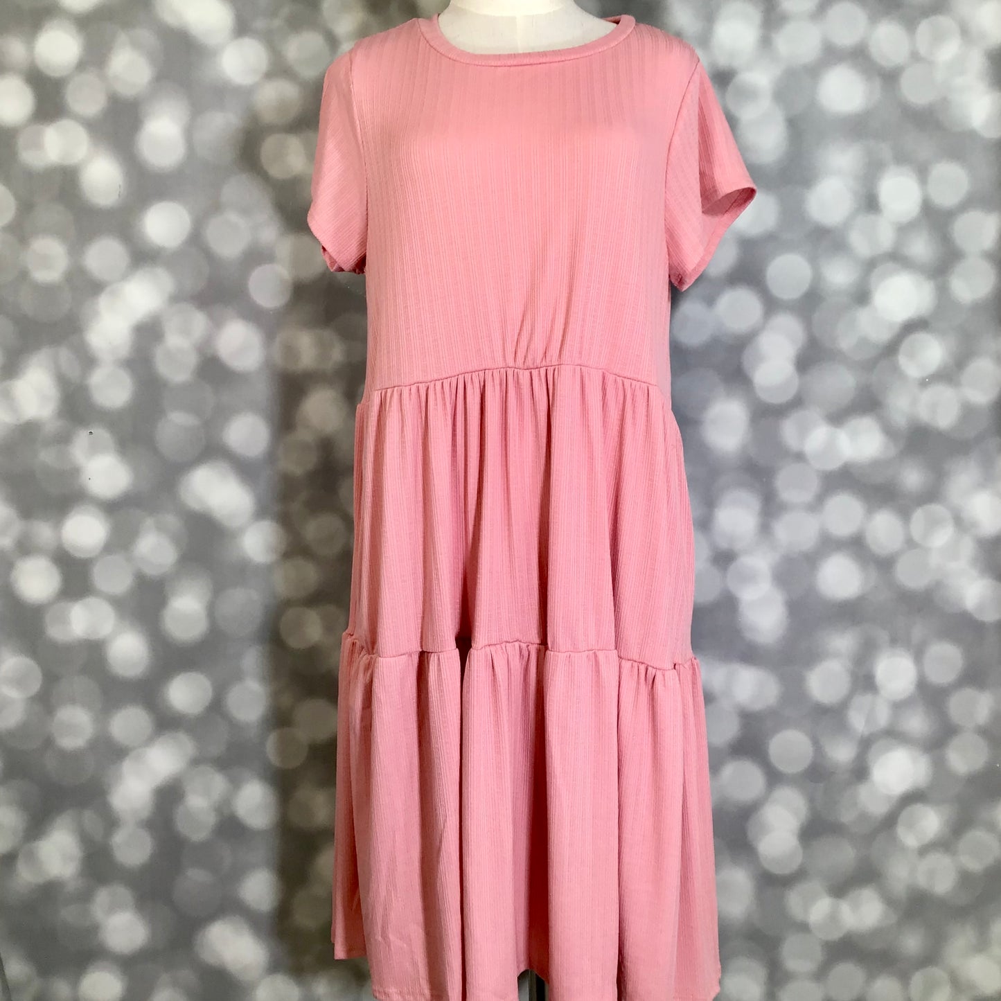 LuLaRoe Ariel Tiered Dress - Solid Blush Petal