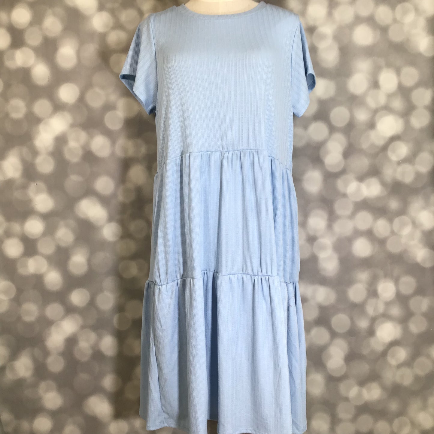 LuLaRoe Ariel Tiered Dress - Solid Powder Blue