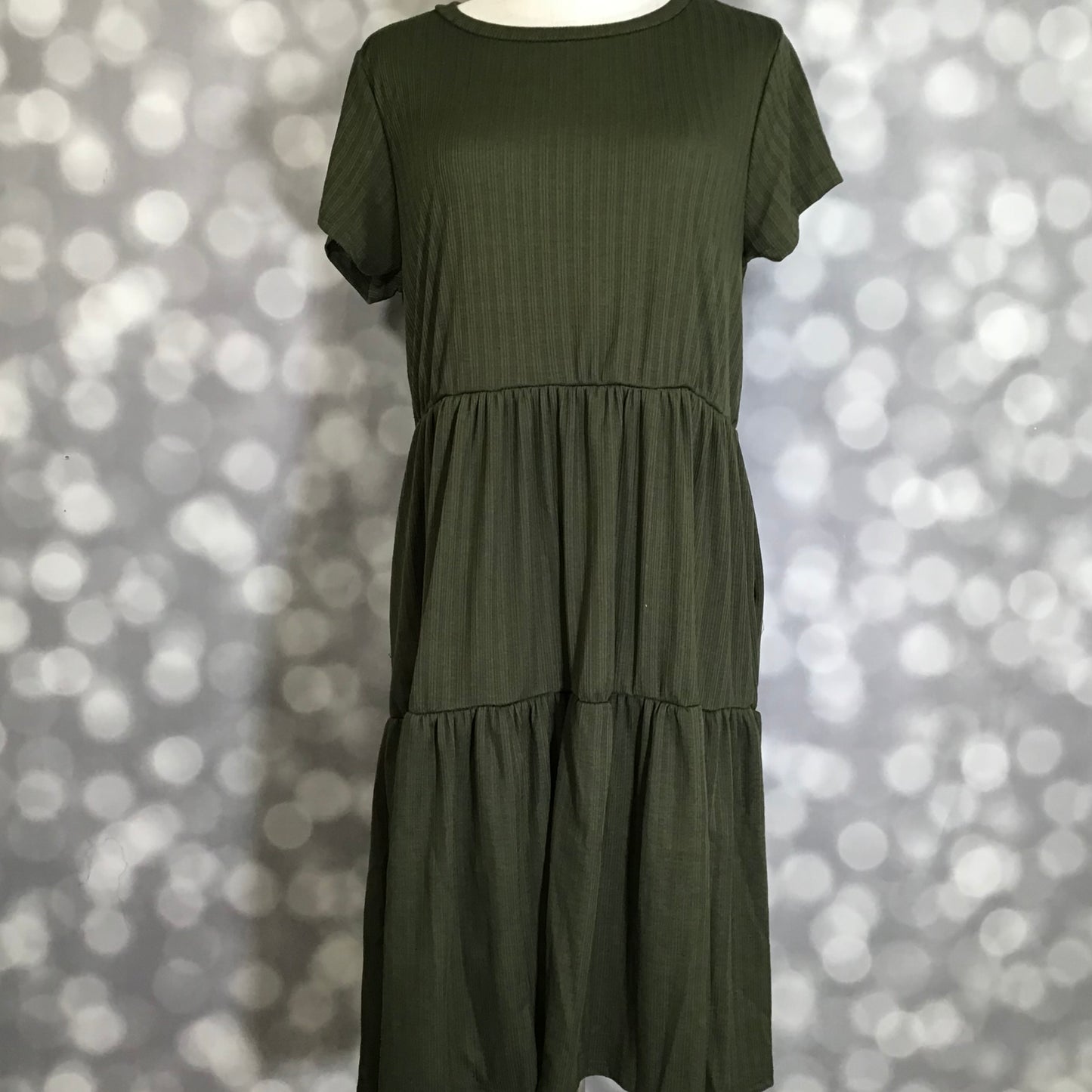 LuLaRoe Ariel Tiered Dress - Solid Deep Olive