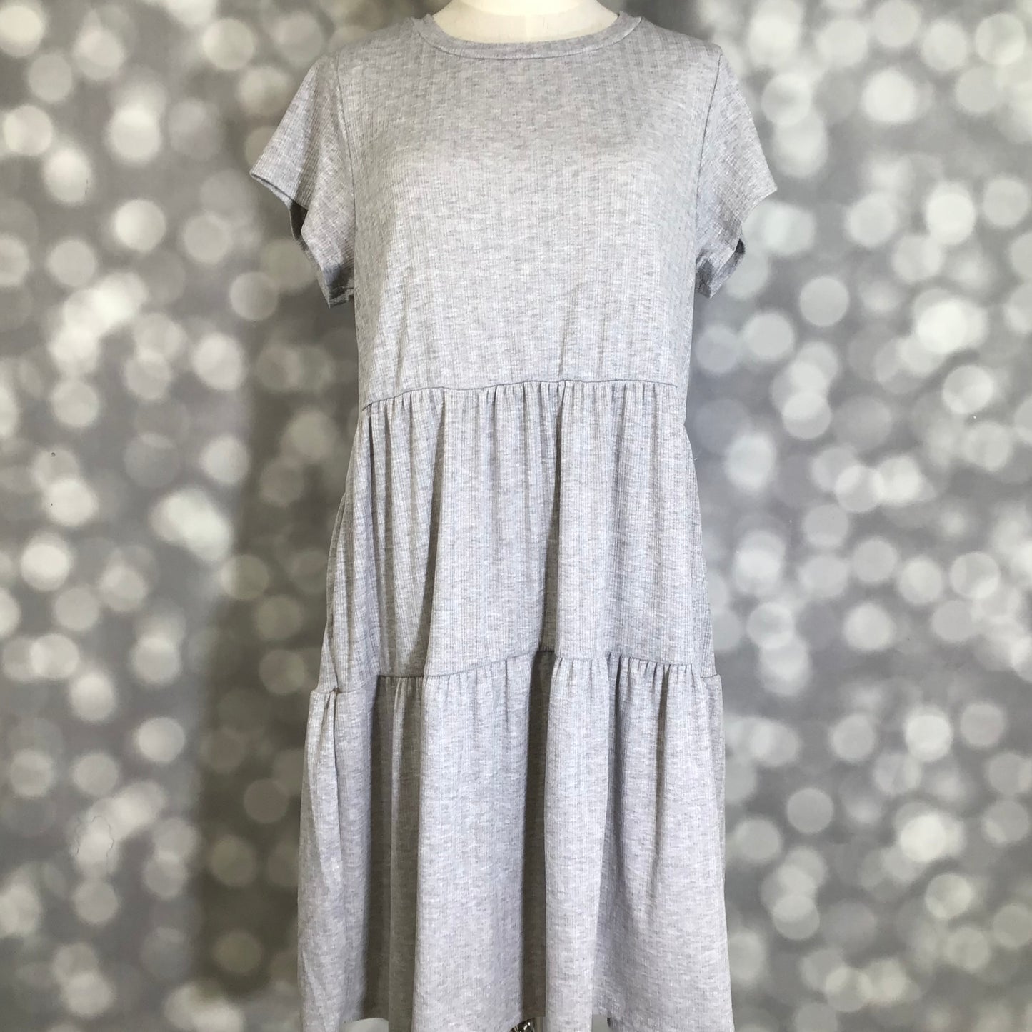 LuLaRoe Ariel Tiered Dress - Solid Heather Silver