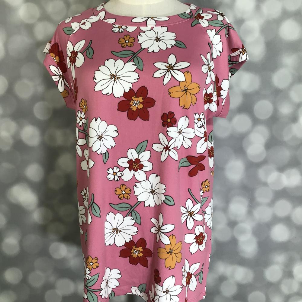 LuLaRoe Ashley Raglan T - Blushing Wildflower Garden