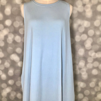 LuLaRoe Charlotte Dress - Solid Powder Blue Sleeveless A-Line Dress with Pockets