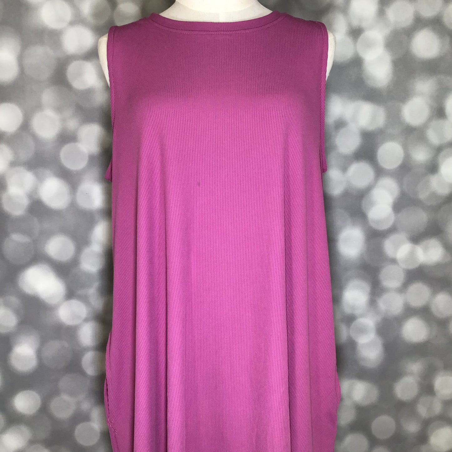 LuLaRoe Charlotte Dress - Solid Orchid Pink Sleeveless A-Line Dress with Pockets