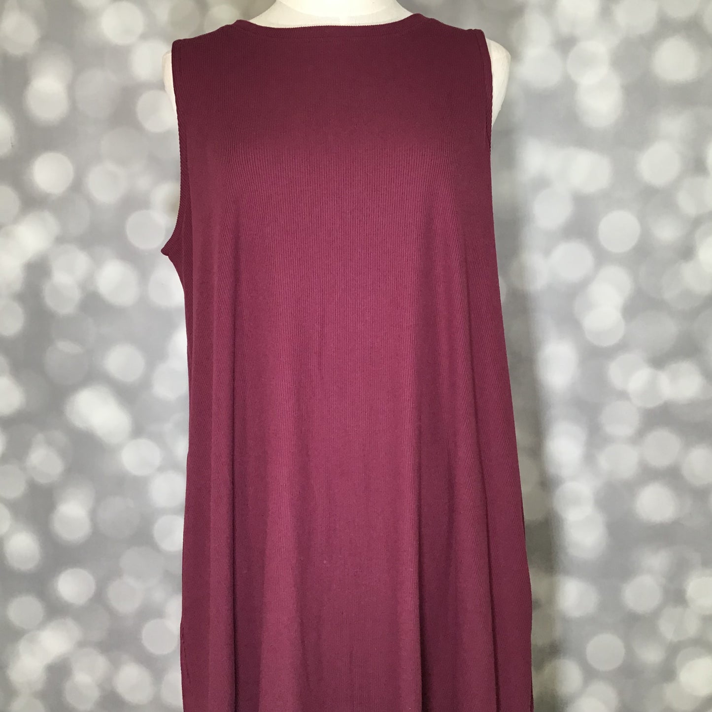 LuLaRoe Charlotte Dress - Solid Rich Plum Sleeveless A-Line Dress with Pockets