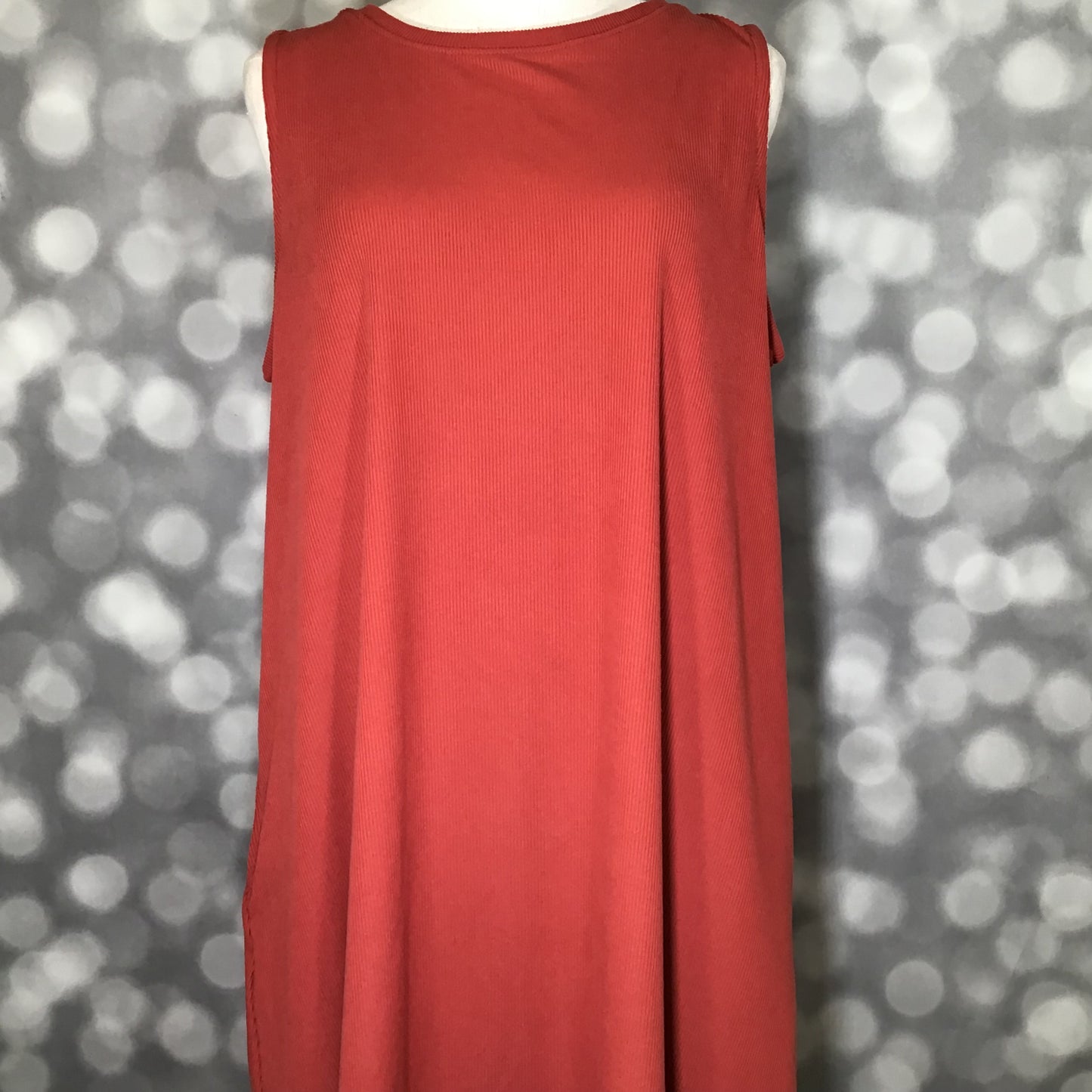 LuLaRoe Charlotte Dress - Solid Terracotta Sleeveless A-Line Dress with Pockets