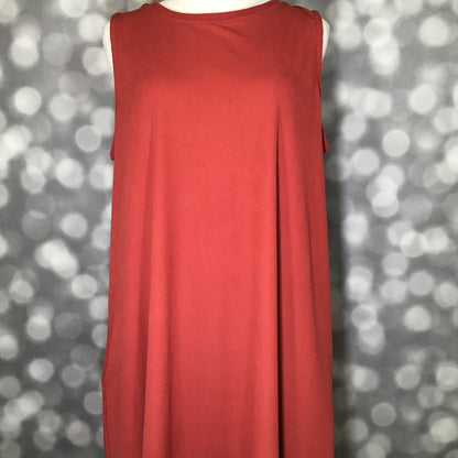 LuLaRoe Charlotte Dress - Solid Terracotta Sleeveless A-Line Dress with Pockets