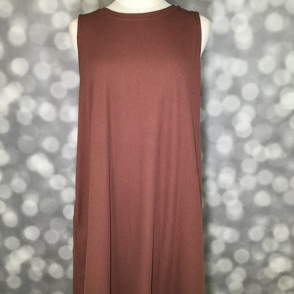 LuLaRoe Charlotte Dress - Solid Cocoa Brown Sleeveless A-Line Dress with Pockets