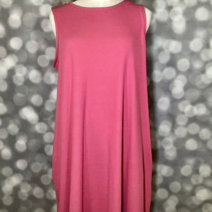 LuLaRoe Charlotte Dress - Solid Bubblegum Pink Sleeveless A-Line Dress with Pockets