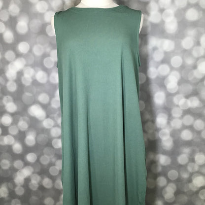 LuLaRoe Charlotte Dress - Solid Soft Olive Sleeveless A-Line Dress with Pockets