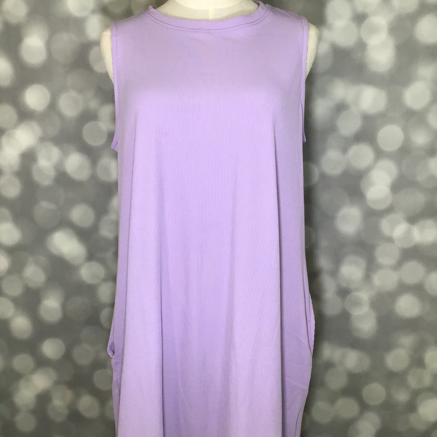 LuLaRoe Charlotte Dress - Solid Soft Lavender Sleeveless A-Line Dress with Pockets