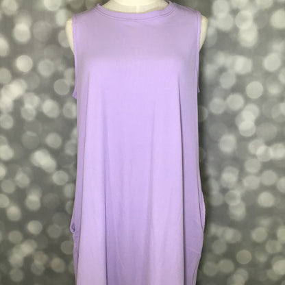 LuLaRoe Charlotte Dress - Solid Soft Lavender Sleeveless A-Line Dress with Pockets