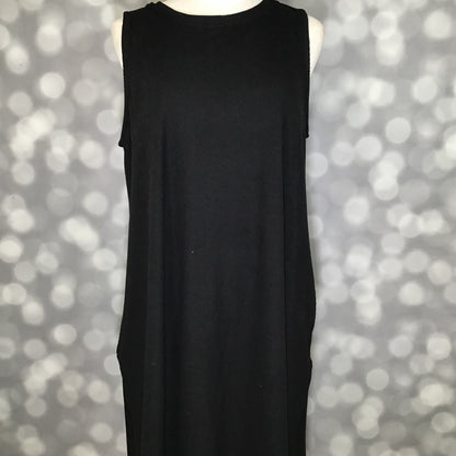LuLaRoe Charlotte Dress - Solid Black Sleeveless A-Line Dress with Pockets