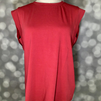 LuLaRoe Suzanne Cap Sleeve Top - Solid Garnet Red