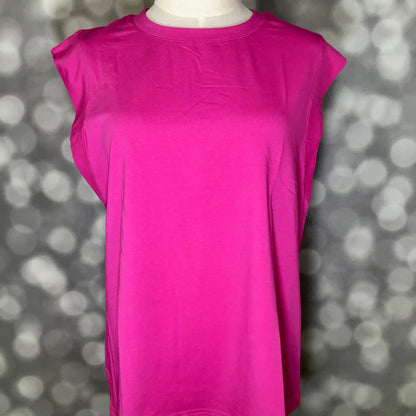LuLaRoe Suzanne Cap Sleeve Top - Solid Fuchsia Pink