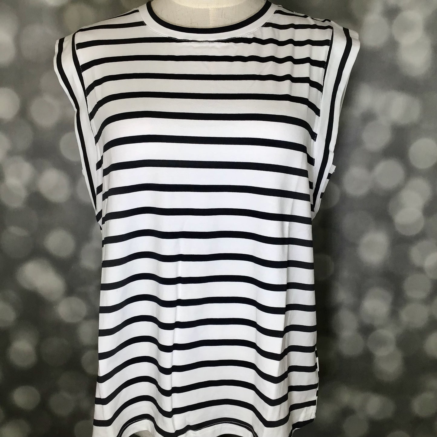 LuLaRoe Suzanne Cap Sleeve Top - Charcoal Stripe