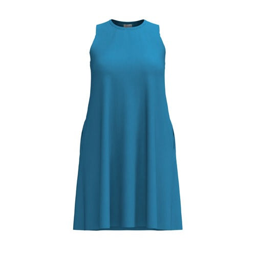 LuLaRoe Charlotte Dress - Solid Turquoise Blue Sleeveless A-Line Dress with Pockets