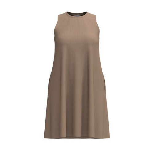 LuLaRoe Charlotte Dress - Solid Warm Caramel Sleeveless A-Line Dress with Pockets