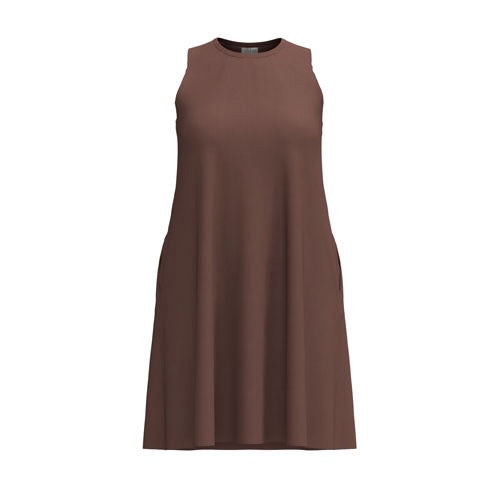 LuLaRoe Charlotte Dress - Solid Cocoa Brown Sleeveless A-Line Dress with Pockets
