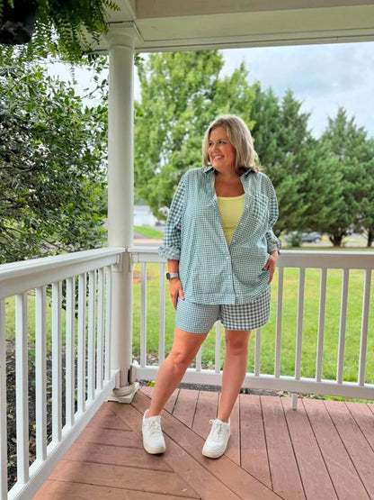 LuLaRoe Polly Set - Sage Gingham