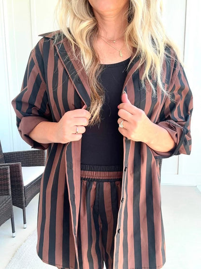 LuLaRoe Polly Set - Espresso Pinstripe