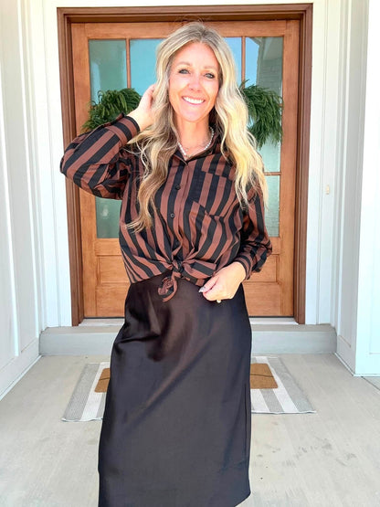 LuLaRoe Polly Set - Espresso Pinstripe