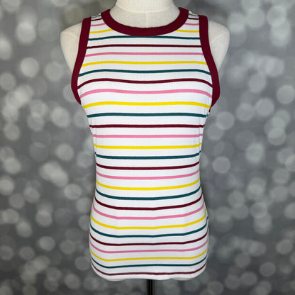 LuLaRoe Davy Rib Tank – Ivory Multicolor Fine Stripe