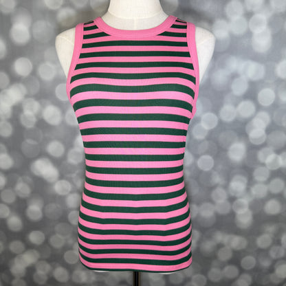 LuLaRoe Davy Rib Tank – Dusty Rose & Deep Teal Horizontal Stripe