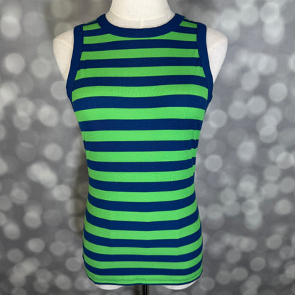 LuLaRoe Davy Rib Tank – Kelly Green & Navy Horizontal Stripe