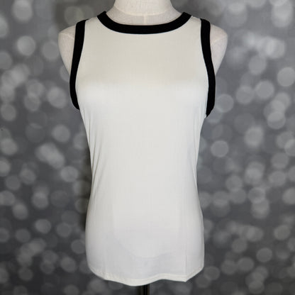 LuLaRoe Davy Rib Tank – Ivory & Black Contrast Trim