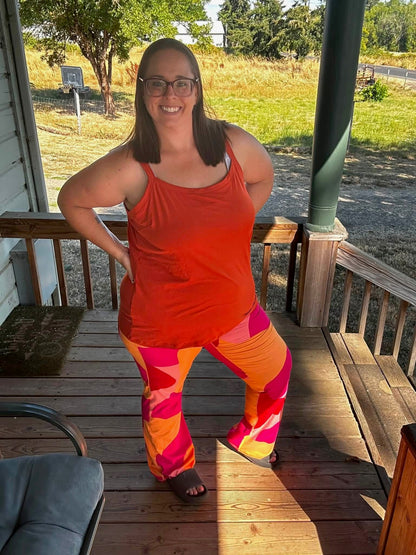 LuLaRoe Essential Cami 2-Pack - Rust & Ivory Plaid + Solid Burnt Orange