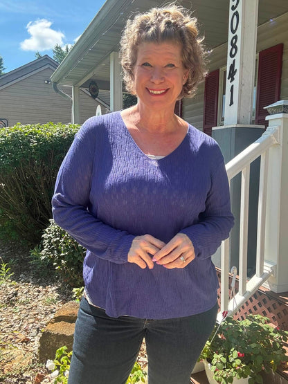 LuLaRoe Maggie Textured Knit Top - Solid Periwinkle Blue