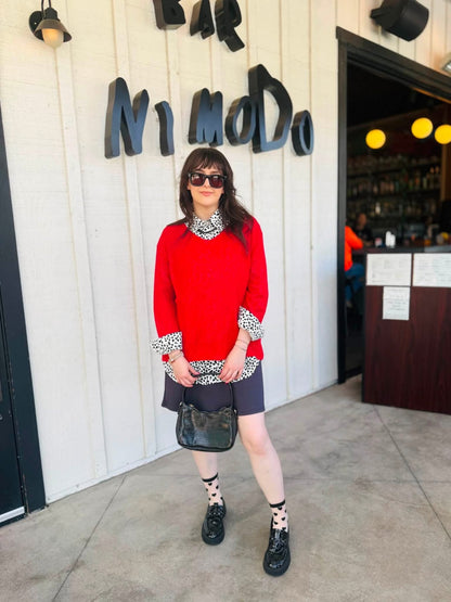 LuLaRoe Maggie Textured Knit Top - Solid Coral Red