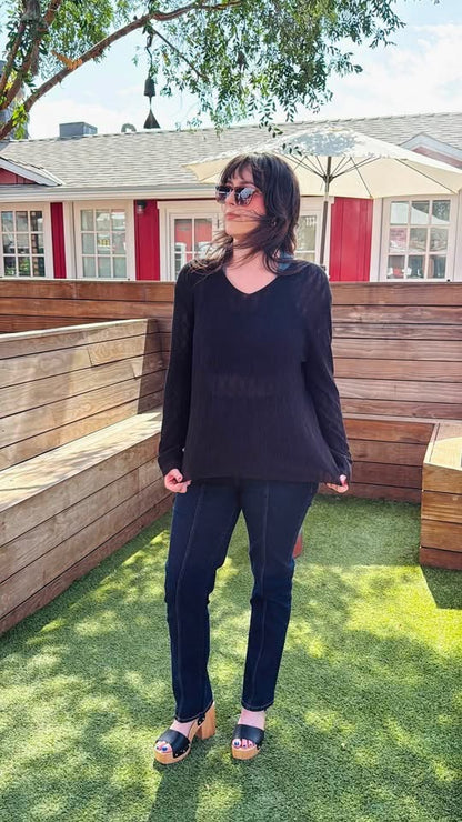 LuLaRoe Maggie Textured Knit Top - Solid Black