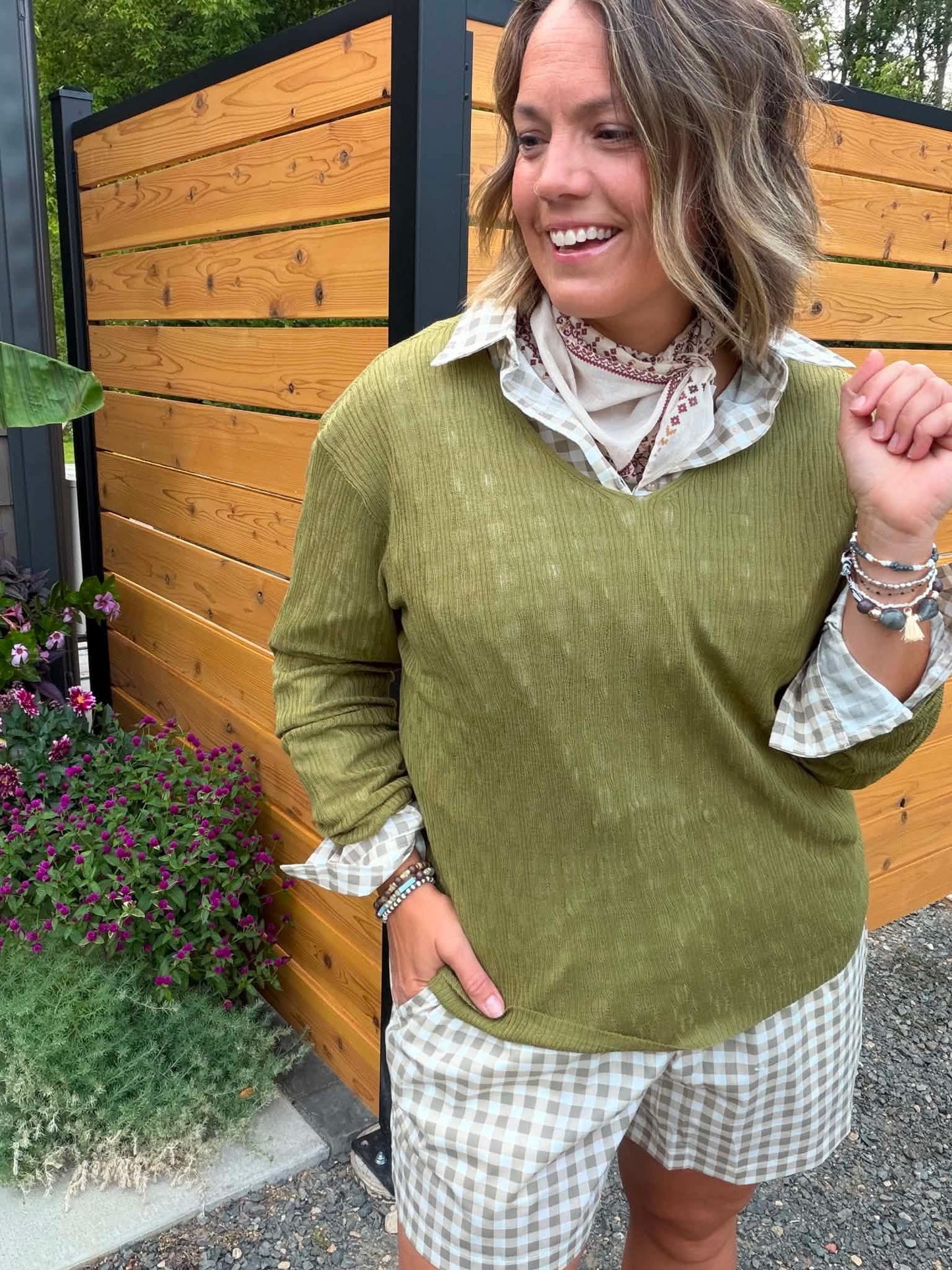 LuLaRoe Maggie Textured Knit Top - Solid Olive Green