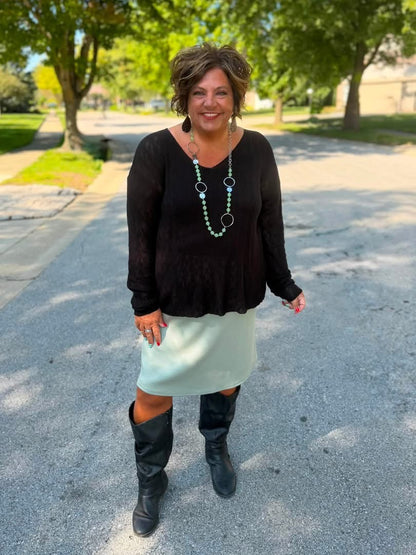 LuLaRoe Maggie Textured Knit Top - Solid Black