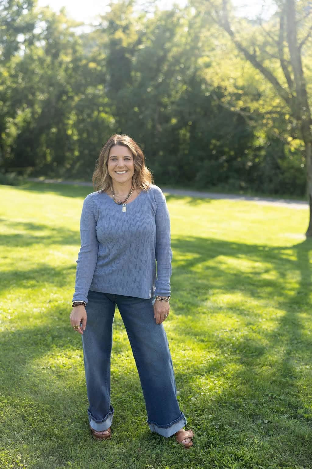 LuLaRoe Maggie Textured Knit Top - Solid Windward Blue