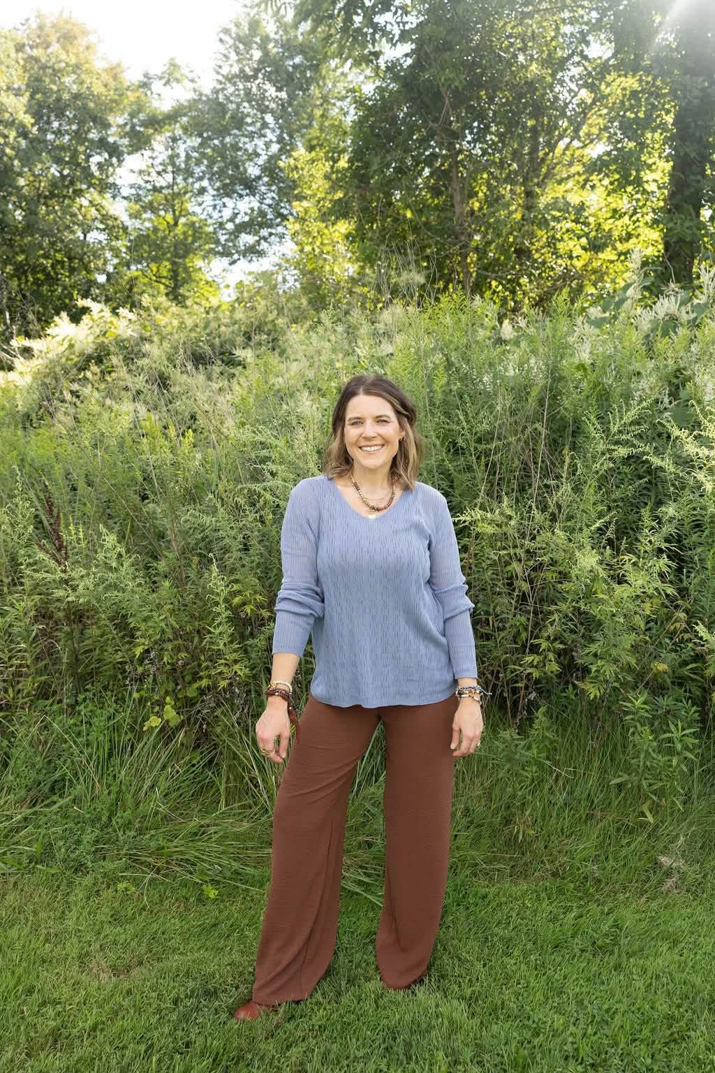 LuLaRoe Maggie Textured Knit Top - Solid Windward Blue