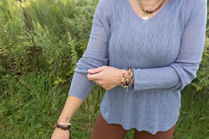 LuLaRoe Maggie Textured Knit Top - Solid Windward Blue