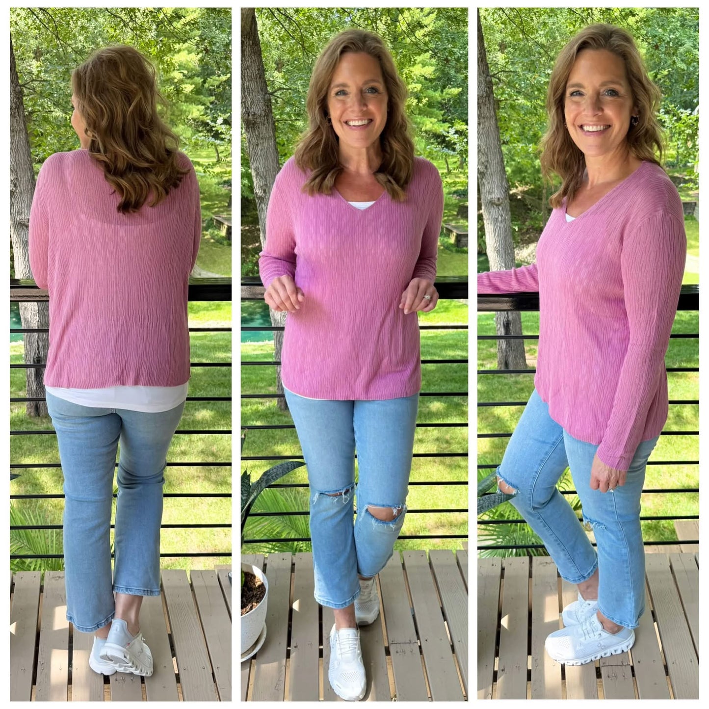 LuLaRoe Maggie Textured Knit Top - Solid Dusty Rose Pink