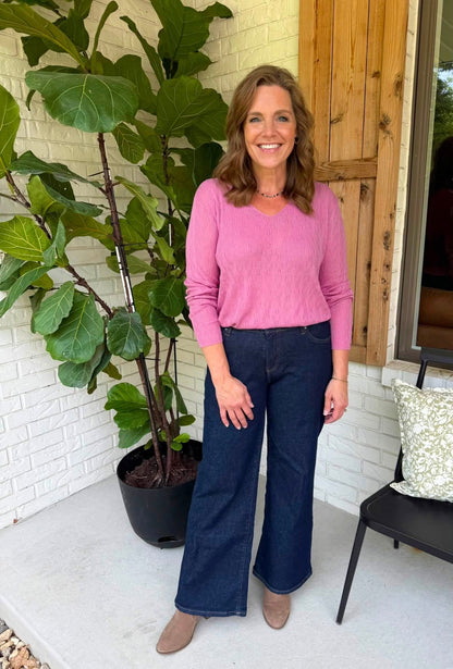 LuLaRoe Maggie Textured Knit Top - Solid Dusty Rose Pink