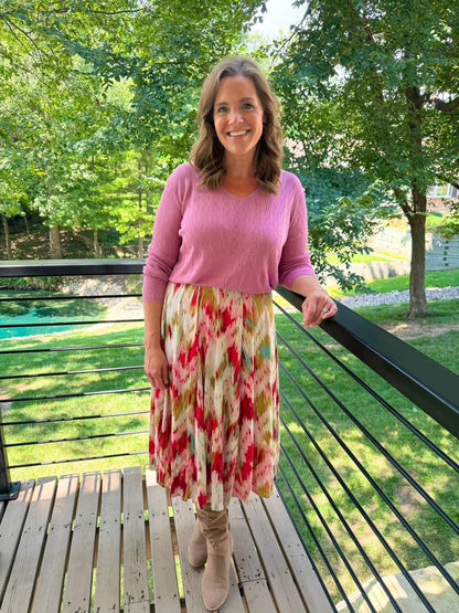 LuLaRoe Maggie Textured Knit Top - Solid Dusty Rose Pink